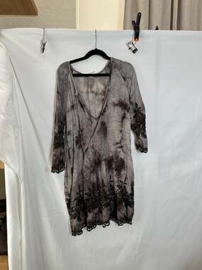 Kenzo Jeans Tie-Dye Embroidered Lace Tunic Dress Size S